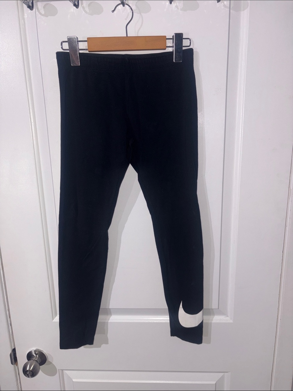 Nike Black Kids Leggings with White Swoosh